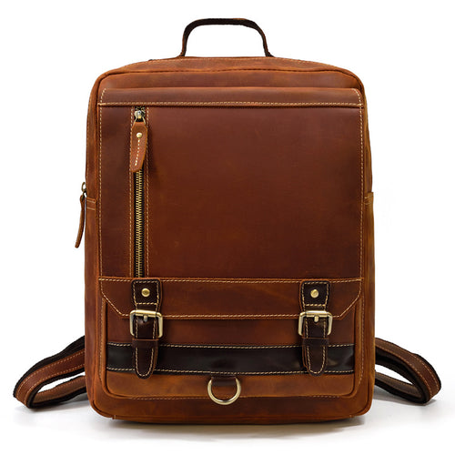 Made from the first layer of cowhide with a distinctive Crazy Horse leather finish, this backpack offers genuine, premium material quality.