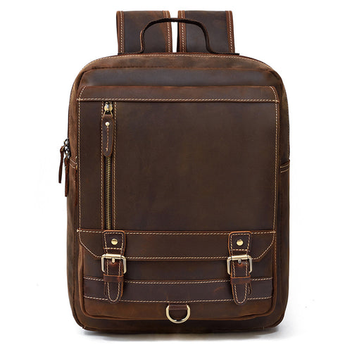 Made from the first layer of cowhide with a distinctive Crazy Horse leather finish, this backpack offers genuine, premium material quality.