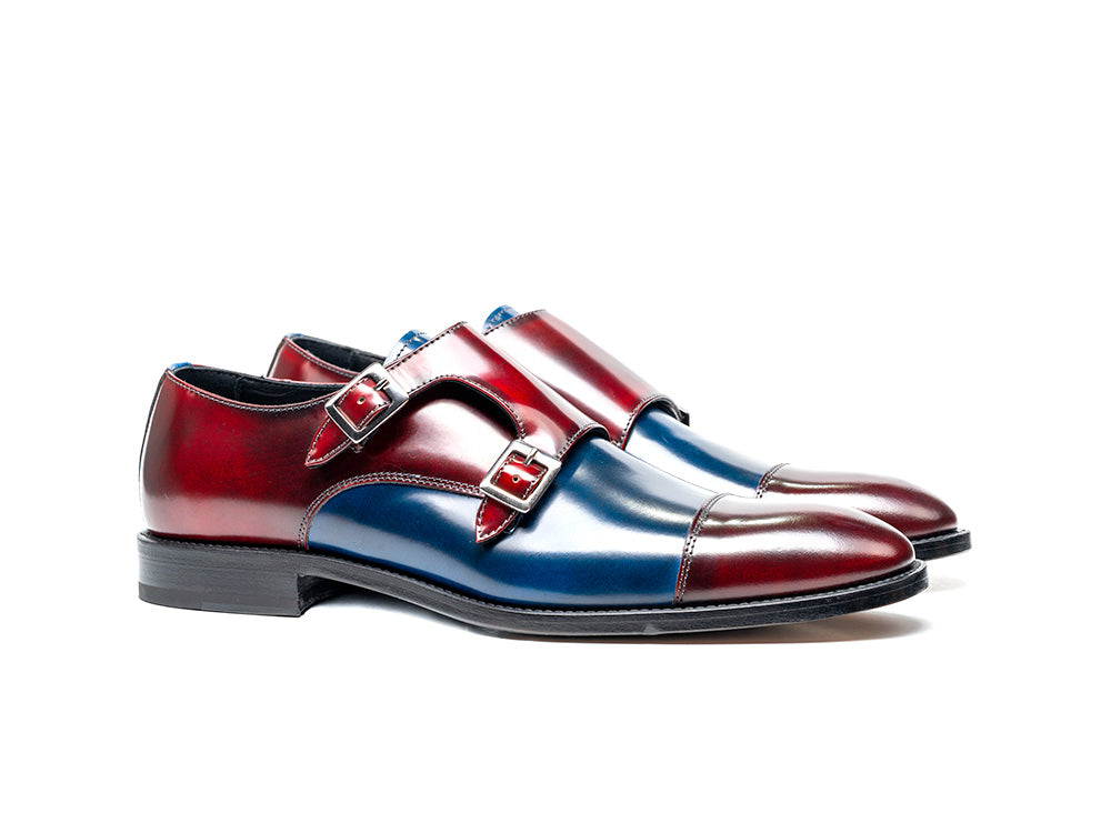 Blue red polished double monk | CSLitalia store
