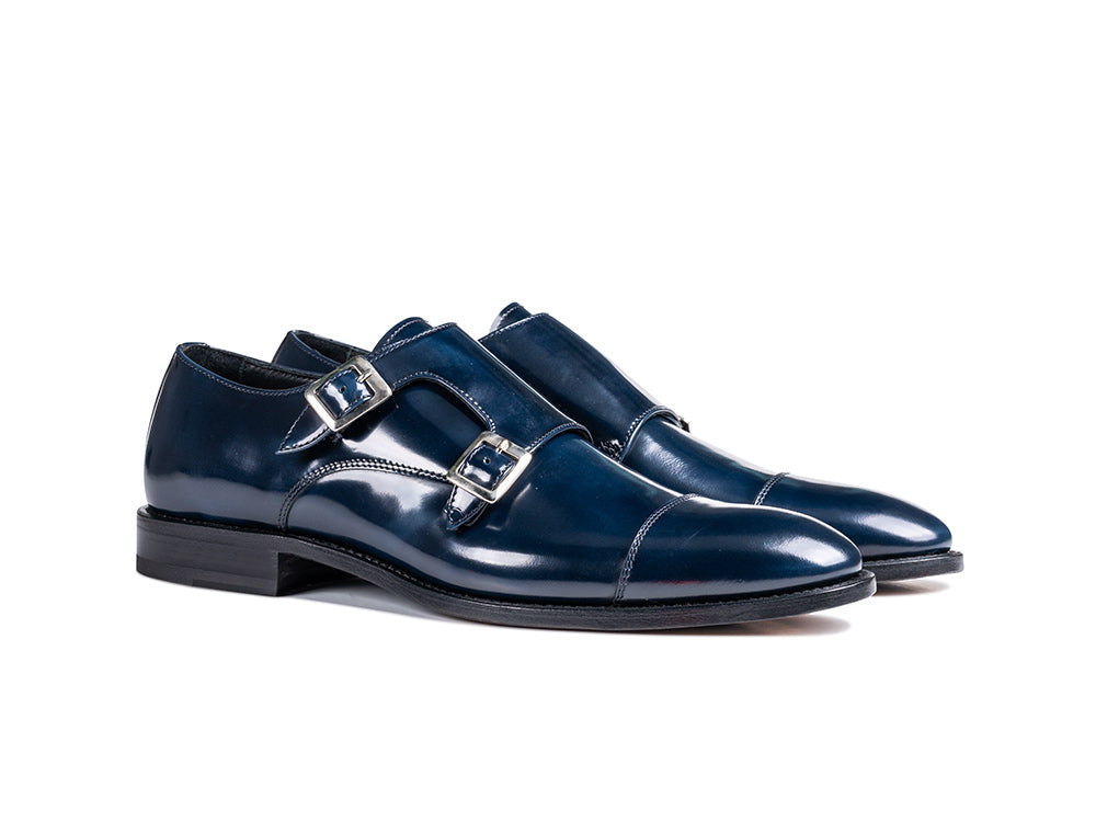 Navy shiny double monk | CSLitalia shoes