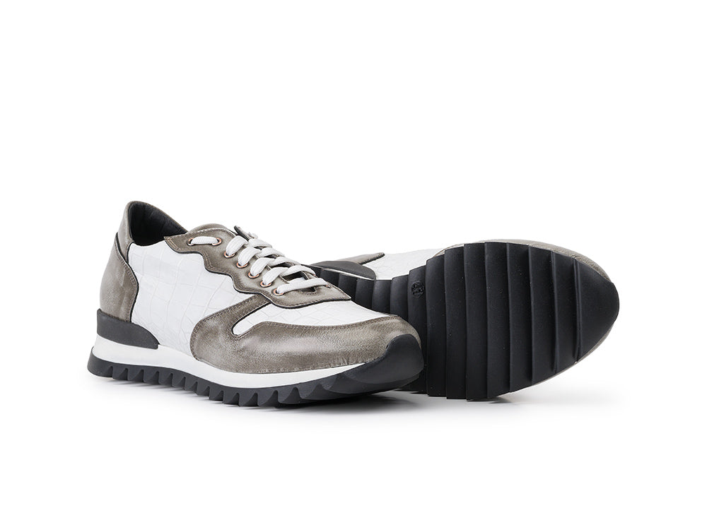 Low top running crocodile white deco grey | CSLitalia Sneakers