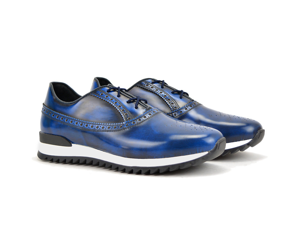 Low top running polished blue leather | CSLitalia store