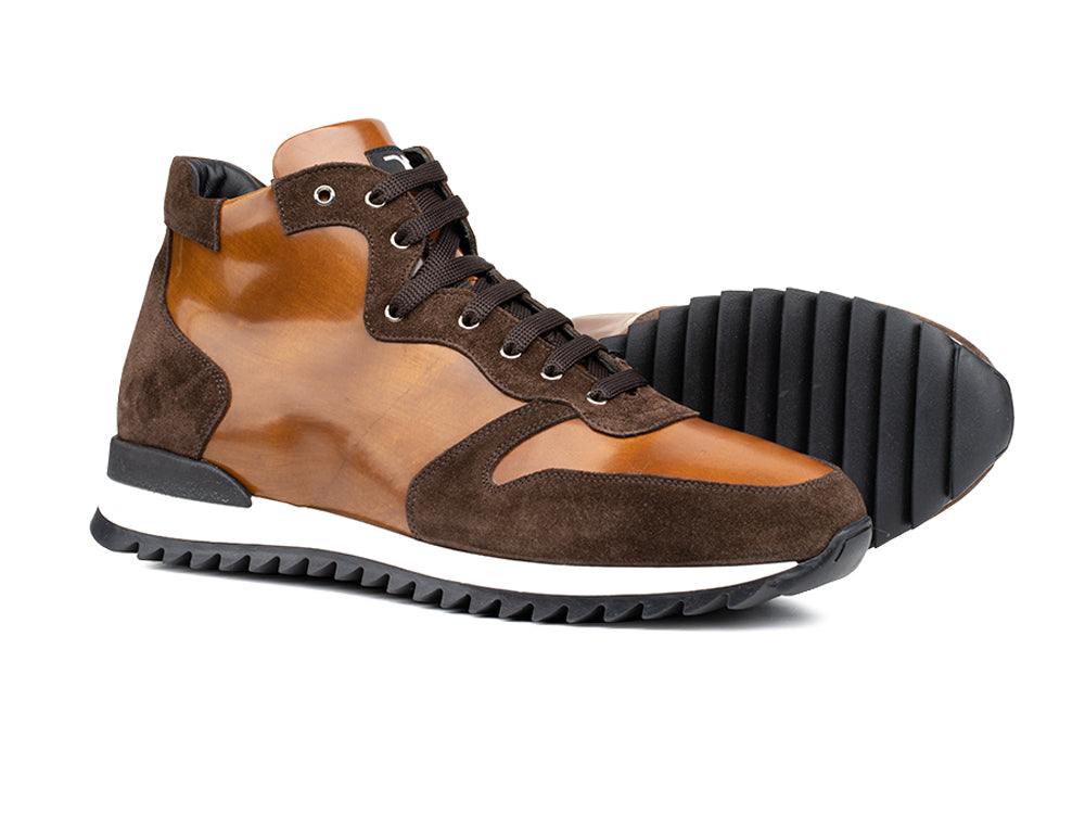 High top running polished suede leather brown | CSLitalia Sneakers